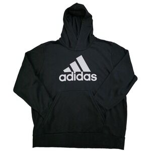 Adidas Men's Hoodie 2XL Black Pullover Sweatshirt Big Logo Essential Athletic